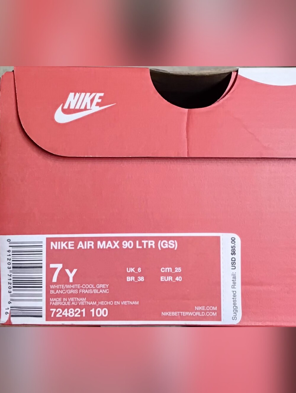 Nike Air Max 90 Leather, White, Women's Size 8.5 / Kids Size 7 - Picture 10 of 11